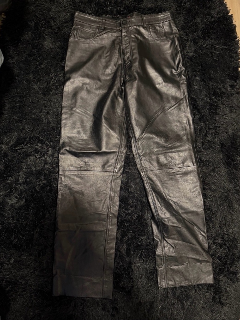 Oscar De La Renta Black Leather Men’s Pants - Sleek Moto Style